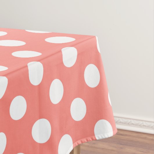 Weißpolka-Punkte auf Pfirsich Tischdecke (Beispiel)