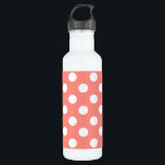 Weißpolka-Punkte auf Pfirsich Trinkflasche<br><div class="desc">Weißpolka-Punkte auf Pfirsich</div>