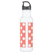 Weißpolka-Punkte auf Pfirsich Trinkflasche (Rückseite)