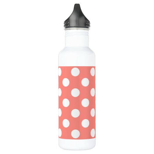 Weißpolka-Punkte auf Pfirsich Trinkflasche (Links)