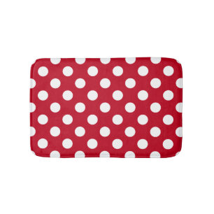 Weißpolka Punkte auf rot Badematte