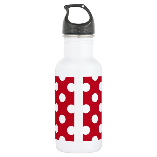 Weißpolka Punkte auf rot Edelstahlflasche (Rückseite)