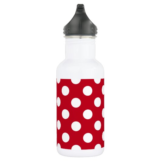 Weißpolka Punkte auf rot Edelstahlflasche (Rechts)
