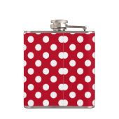 Weißpolka Punkte auf rot Flachmann (Rückseite)