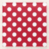Weißpolka Punkte auf rot Glasuntersetzer (Vorderseite)