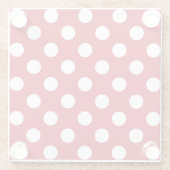 Weißpolka Punkte auf rot Glasuntersetzer (Rückseite)