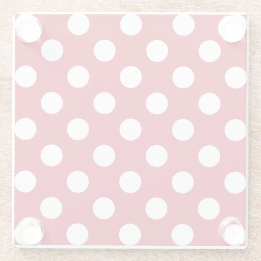 Weißpolka Punkte auf rot Glasuntersetzer (Rückseite)