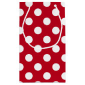 Weißpolka Punkte auf rot Kleine Geschenktüte (Rückseite)