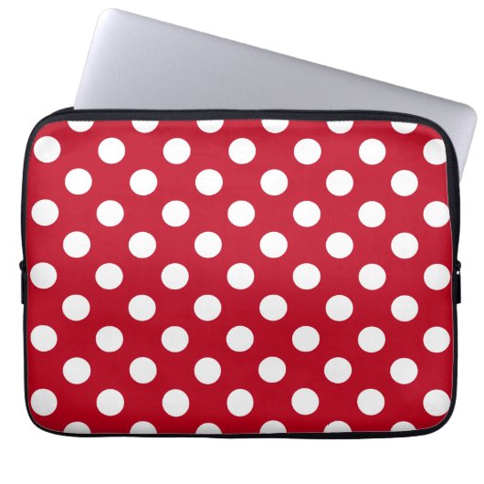 Weißpolka Punkte auf rot Laptopschutzhülle (Vorderseite)