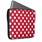 Weißpolka Punkte auf rot Laptopschutzhülle (Vorne Rechts)