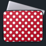 Weißpolka Punkte auf rot Laptopschutzhülle<br><div class="desc">Weißpolka Punkte auf rot</div>