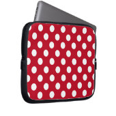 Weißpolka Punkte auf rot Laptopschutzhülle (Vorne Rechts)