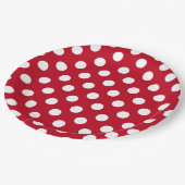 Weißpolka Punkte auf rot Pappteller (Schrägansicht)
