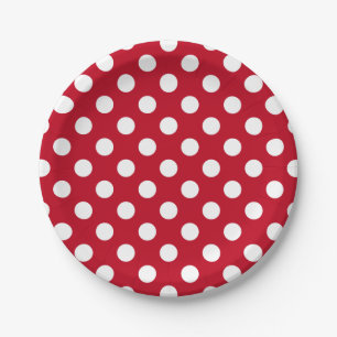 Weißpolka Punkte auf rot Pappteller