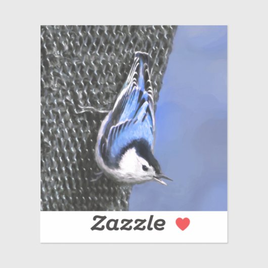 Weißreißer Nuthatch Malerei Original Vogelkunst Aufkleber (Blatt)