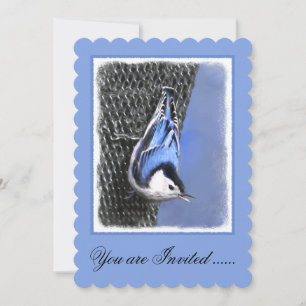Weißreißer Nuthatch Malerei Original Vogelkunst Einladung