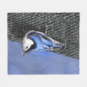 Weißreißer Nuthatch Malerei Original Vogelkunst Fleecedecke (Vorderseite (Horizontal))