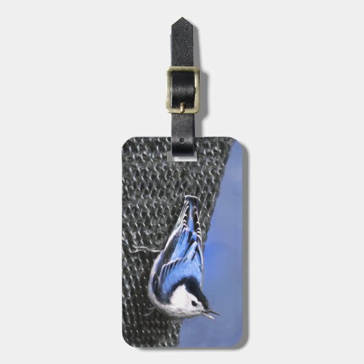 Weißreißer Nuthatch Malerei Original Vogelkunst Gepäckanhänger (Vorderseite vertikal)
