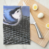 Weißreißer Nuthatch Malerei Original Vogelkunst Geschirrtuch (Viertel Falte)