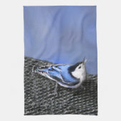 Weißreißer Nuthatch Malerei Original Vogelkunst Geschirrtuch (Vertikal)