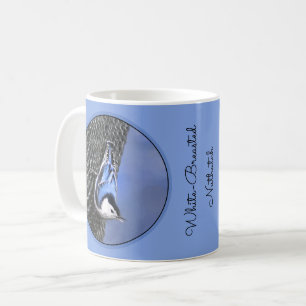 Weißreißer Nuthatch Malerei Original Vogelkunst Kaffeetasse