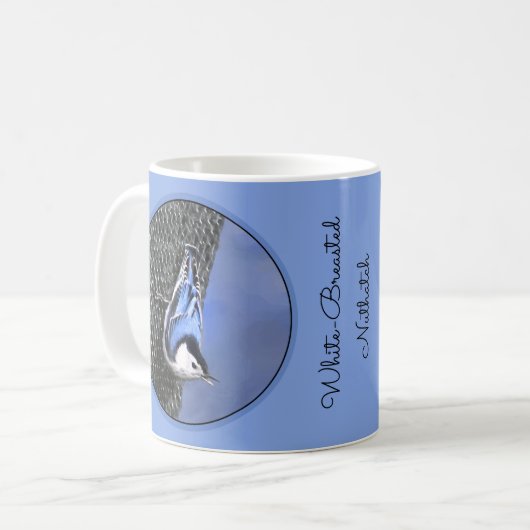 Weißreißer Nuthatch Malerei Original Vogelkunst Kaffeetasse (Vorderseite Links)