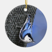 Weißreißer Nuthatch Malerei Original Vogelkunst Keramik Ornament (Vorne)