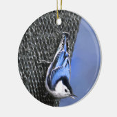 Weißreißer Nuthatch Malerei Original Vogelkunst Keramik Ornament (Links)