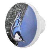 Weißreißer Nuthatch Malerei Original Vogelkunst Keramikknauf (Rechts)