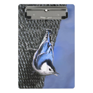 Weißreißer Nuthatch Malerei Original Vogelkunst Mini Klemmbrett