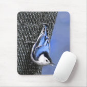 Weißreißer Nuthatch Malerei Original Vogelkunst Mousepad (Mit Mouse)