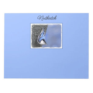 Weißreißer Nuthatch Malerei Original Vogelkunst Notizblock