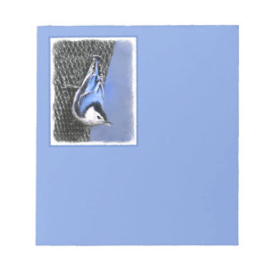 Weißreißer Nuthatch Malerei Original Vogelkunst Notizblock
