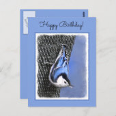 Weißreißer Nuthatch Malerei Original Vogelkunst Postkarte (Vorne/Hinten)