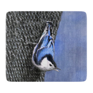 Weißreißer Nuthatch Malerei Original Vogelkunst Schneidebrett
