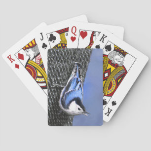 Weißreißer Nuthatch Malerei Original Vogelkunst Spielkarten