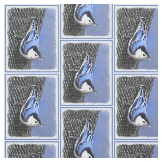 Weißreißer Nuthatch Malerei Original Vogelkunst Stoff (Muster)