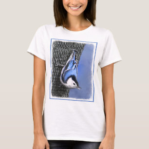 Weißreißer Nuthatch Malerei Original Vogelkunst T-Shirt
