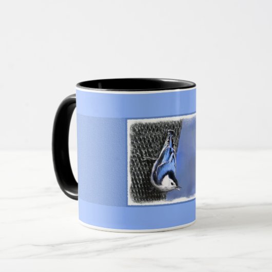 Weißreißer Nuthatch Malerei Original Vogelkunst Tasse (Vorderseite Links)
