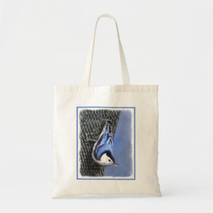 Weißreißer Nuthatch Malerei Original Vogelkunst Tragetasche