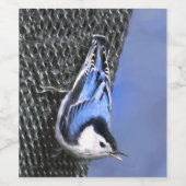Weißreißer Nuthatch Malerei Original Vogelkunst Weinetikett (Einzelnes Label)
