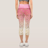 Weißrosa Aquarellfarben Gold Glave Leopard Print Capri Leggings (Rückseite)