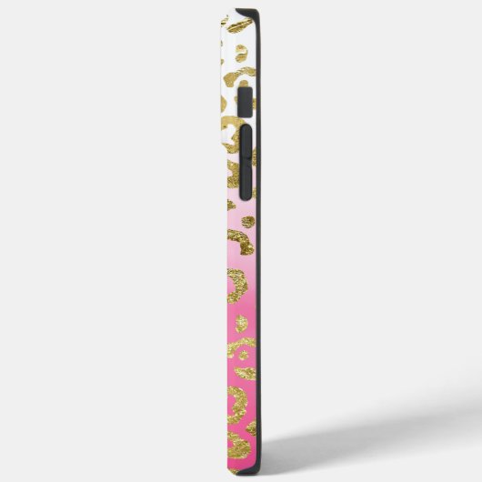 Weißrosa Aquarellfarben Gold Glave Leopard Print Case-Mate iPhone Hülle (Rückseite / Links)