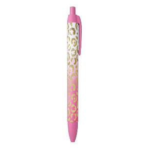 Weißrosa Aquarellfarben Gold Glave Leopard Print Kugelschreiber