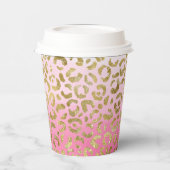 Weißrosa Aquarellfarben Gold Glave Leopard Print Pappbecher (Links)