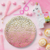 Weißrosa Aquarellfarben Gold Glave Leopard Print Pappteller (Party)