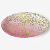 Weißrosa Aquarellfarben Gold Glave Leopard Print Pappteller (Schrägansicht)