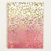 Weißrosa Aquarellfarben Gold Glave Leopard Print Planer (Vorderseite)