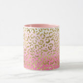 Weißrosa Aquarellfarben Gold Glave Leopard Print Tasse (Zentrum)