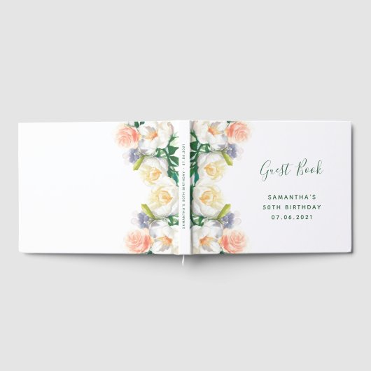 Weißrosa Blume Gästebuch (Voll)